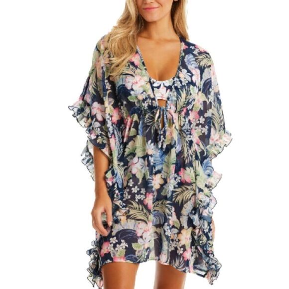 Jessica Simpson Women's Stranded in Paradise  Ruffled Cover-up Dress Swimsuit - Picture 6 of 10